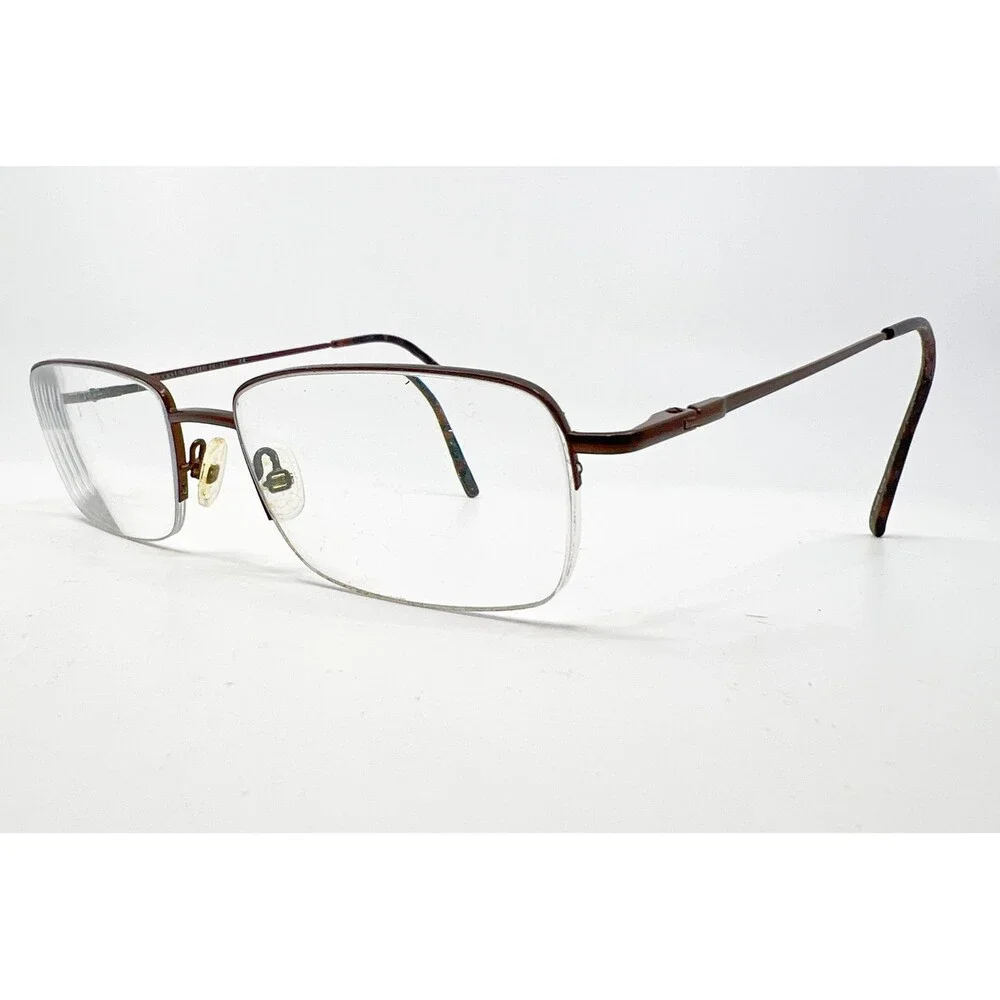 Ducks Unlimited Eyeglasses Mens Brown Semi Rimless Metal 57-19 39886